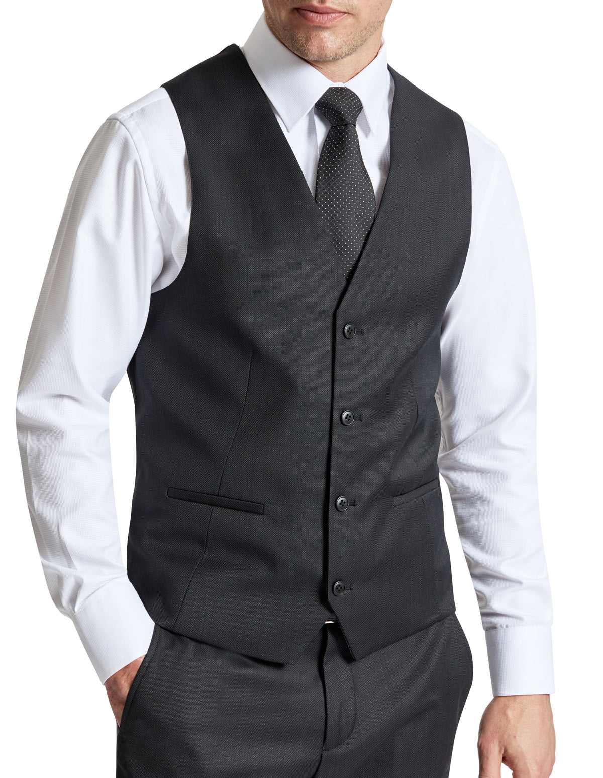 Luke 101 Black Wool Waistcoat