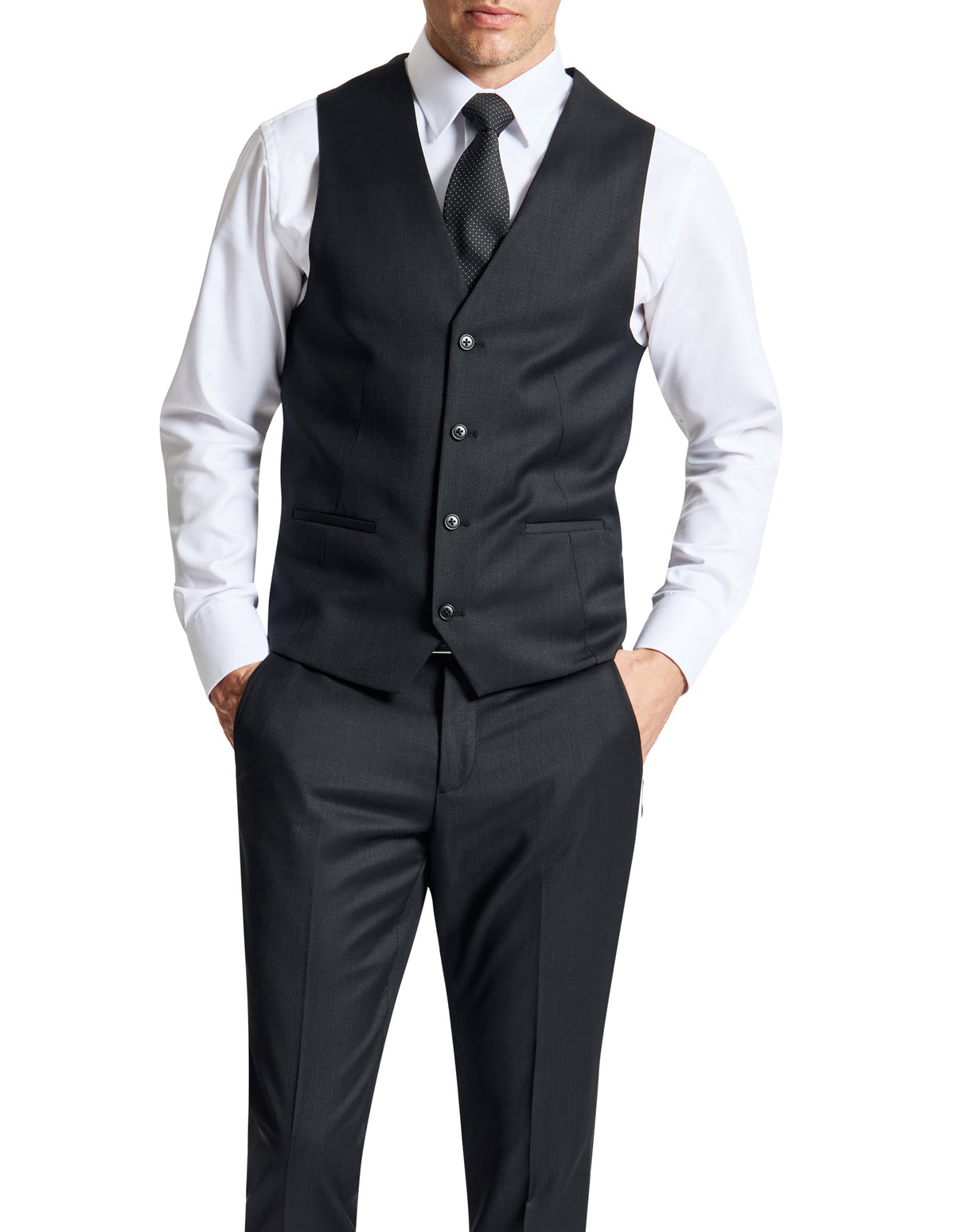 Luke 101 Black Wool Waistcoat