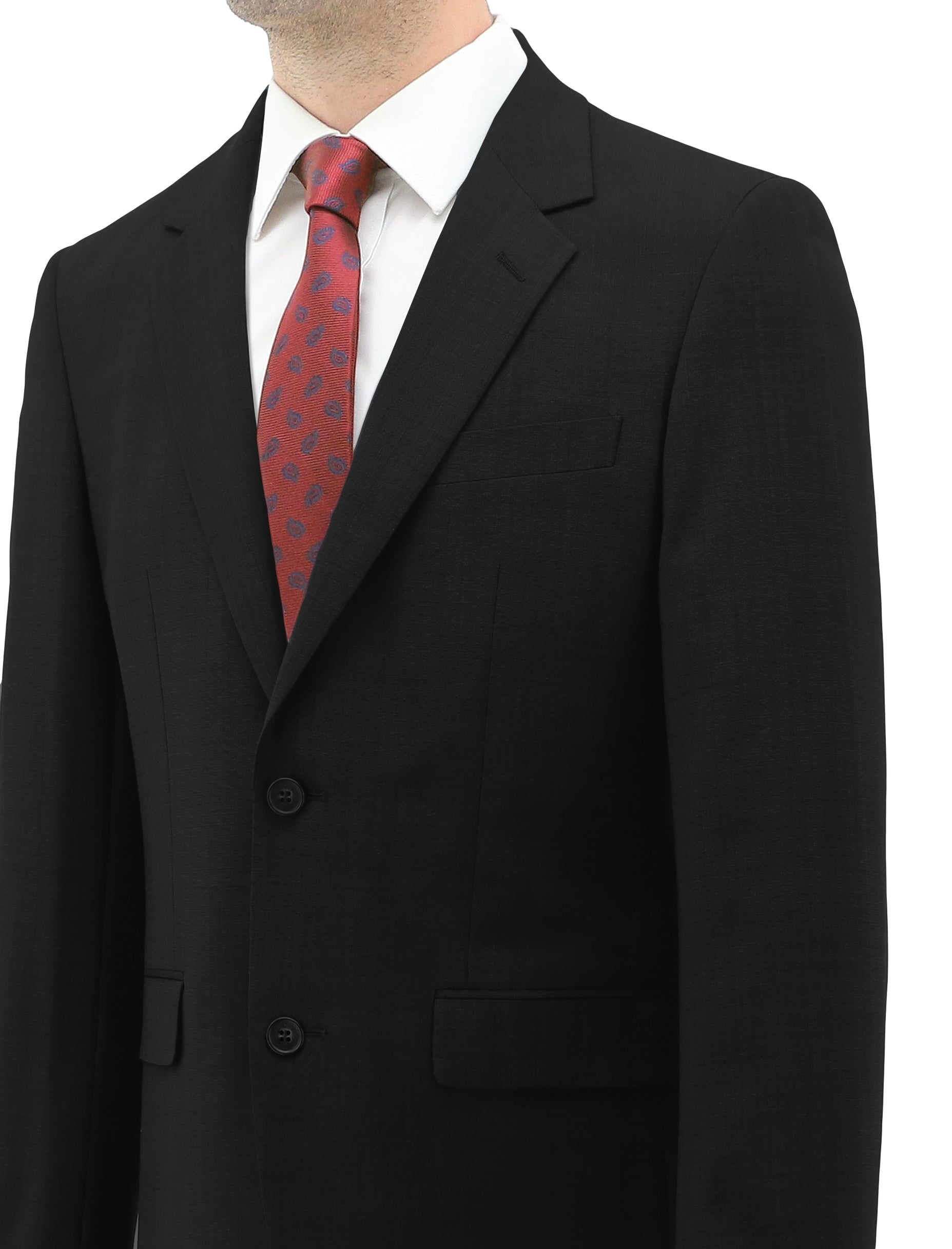 Lazio 111 Black Wool Blend Suit Jacket with Stretch