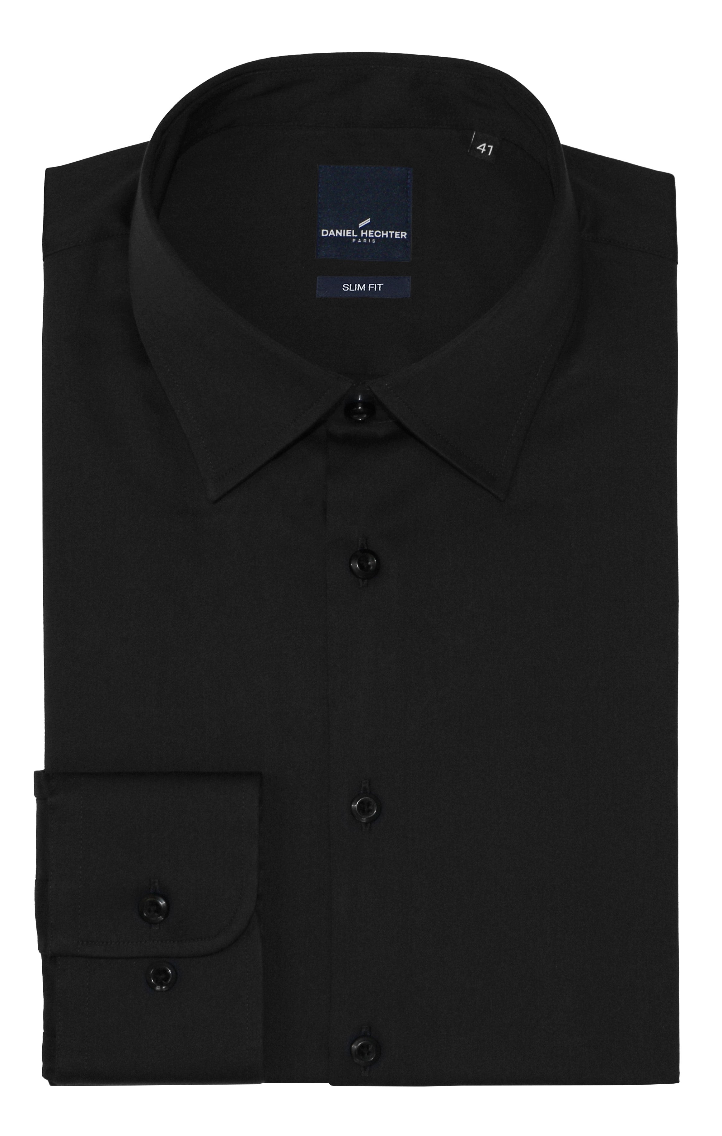 Franco 306 Black Cotton Stretch Shirt