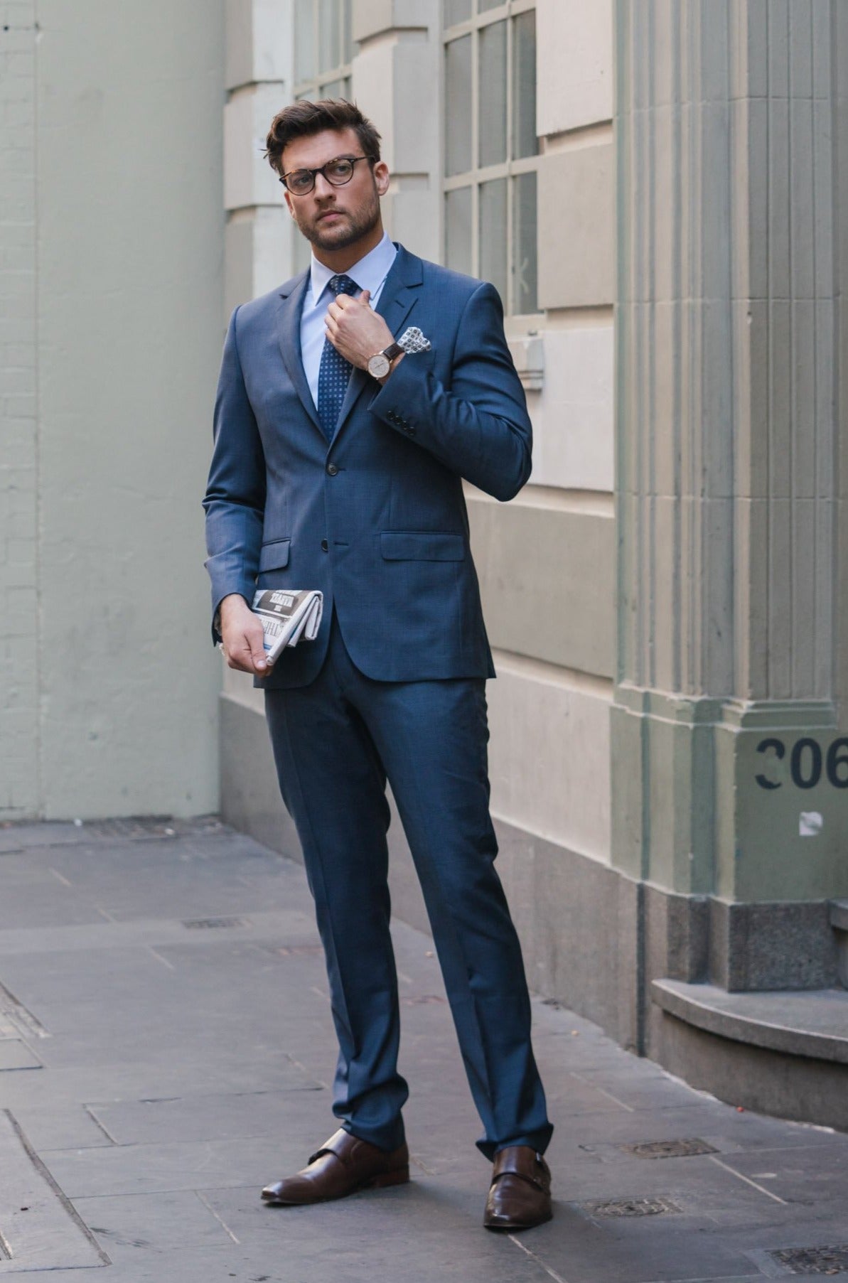 Edward 210 Blue Check Wool Trouser