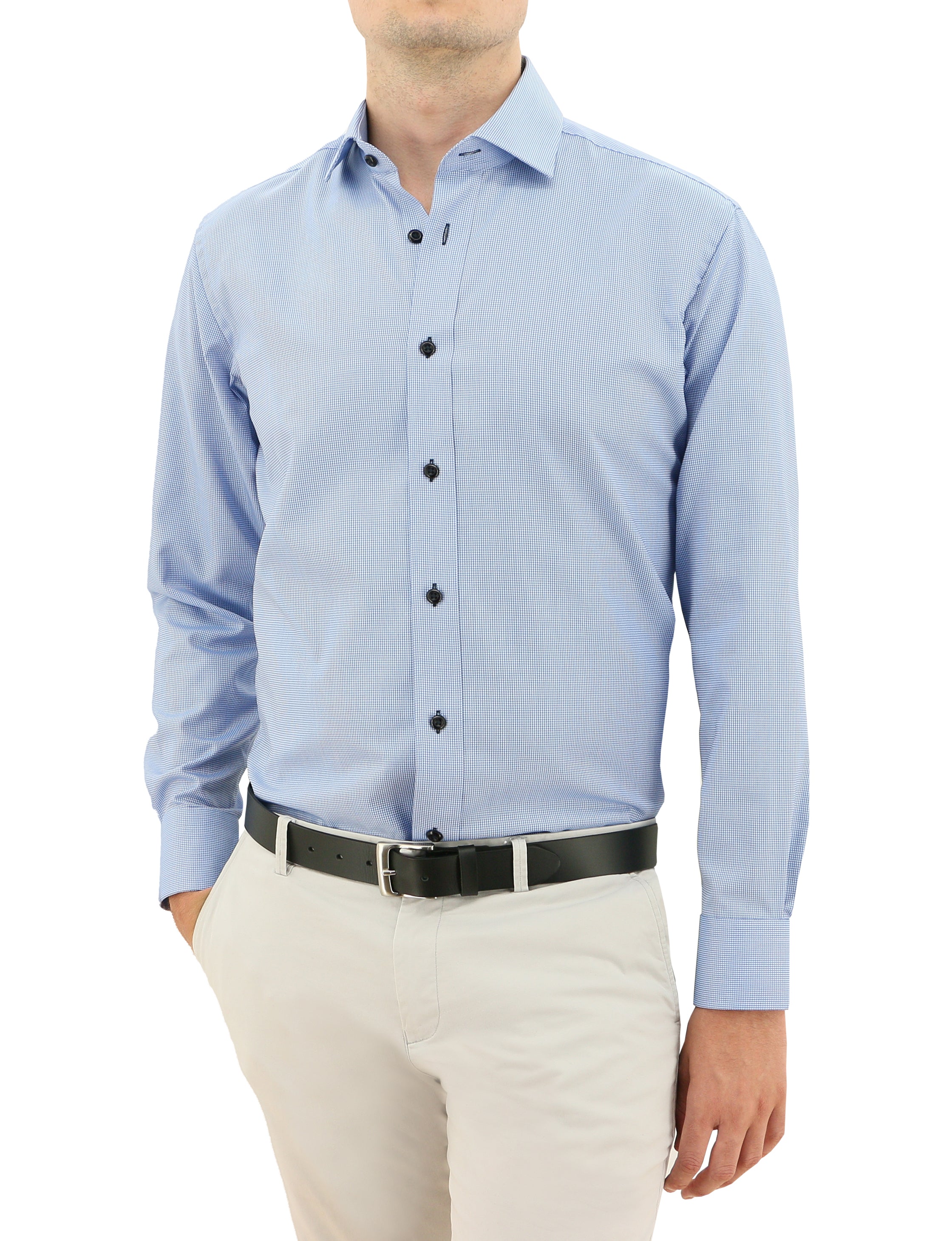 Jacque Business 301 Blue Textured Cotton Shirt