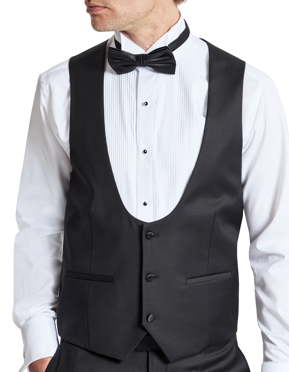 Samuel 106 Black Wool Scoop Waistcoat