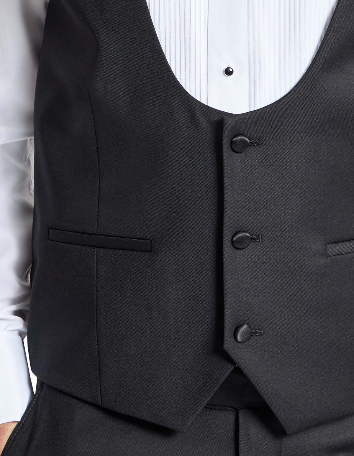Samuel 106 Black Wool Scoop Waistcoat