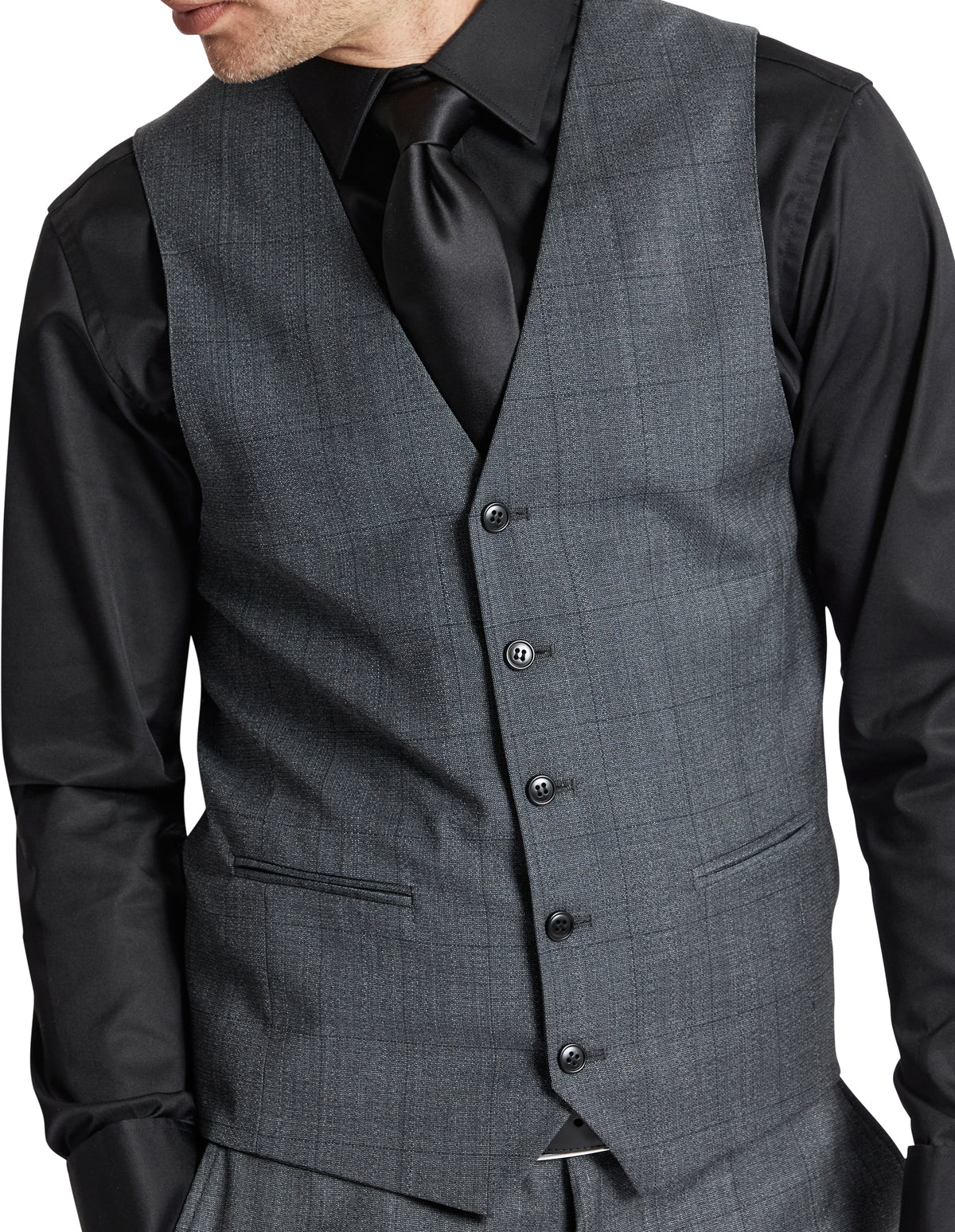 Ryan 107 Charcoal Wool Stretch Waistcoat