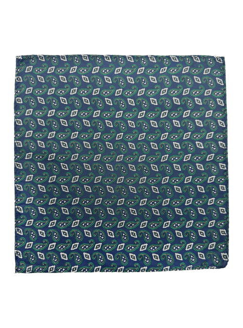 Green Paisley Silk Pocket Square