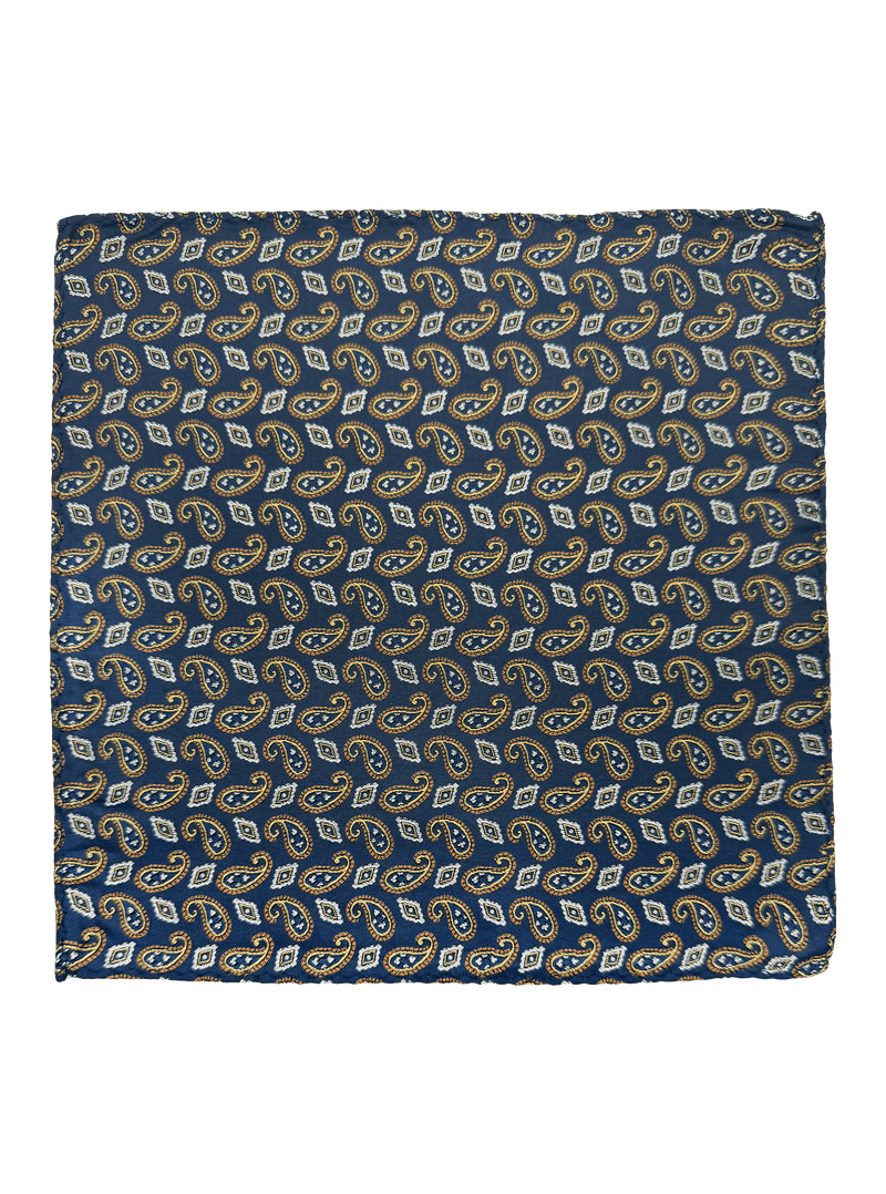 Orange Navy Paisley Pocket Square