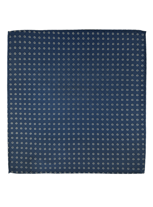 Navy Circle Tile Print Pocket Square