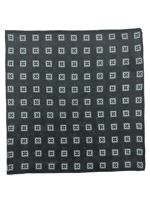 Black Tile Print Linen Pocket Square