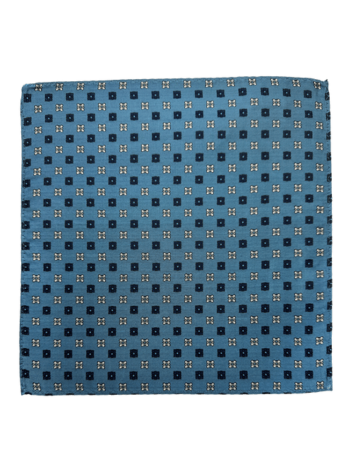 Blue Tile Print Pocket Square