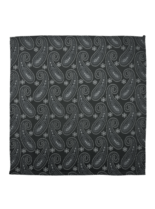 Charcoal Paisley Pocket Square