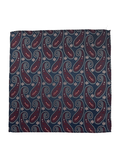 Navy Burgundy Paisley Pocket Square