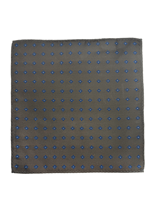Navy Brown Floral Pocket Square