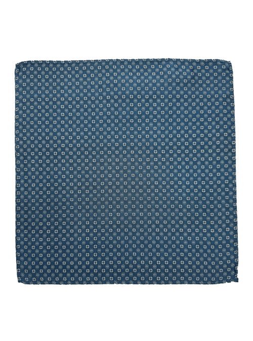 Blue Tile Print Pocket Square