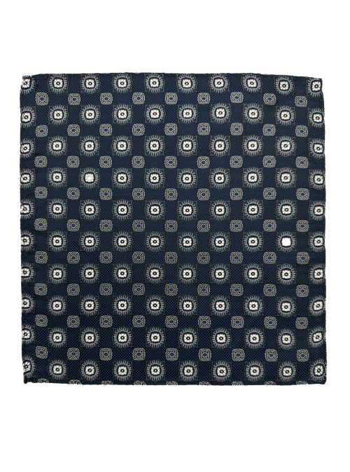 Navy Tile Print Pocket Square