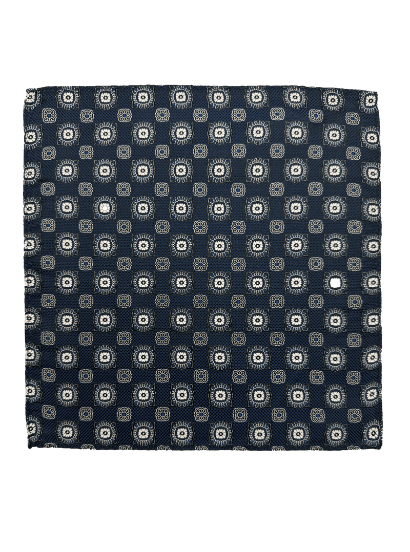 Navy Tile Print Pocket Square