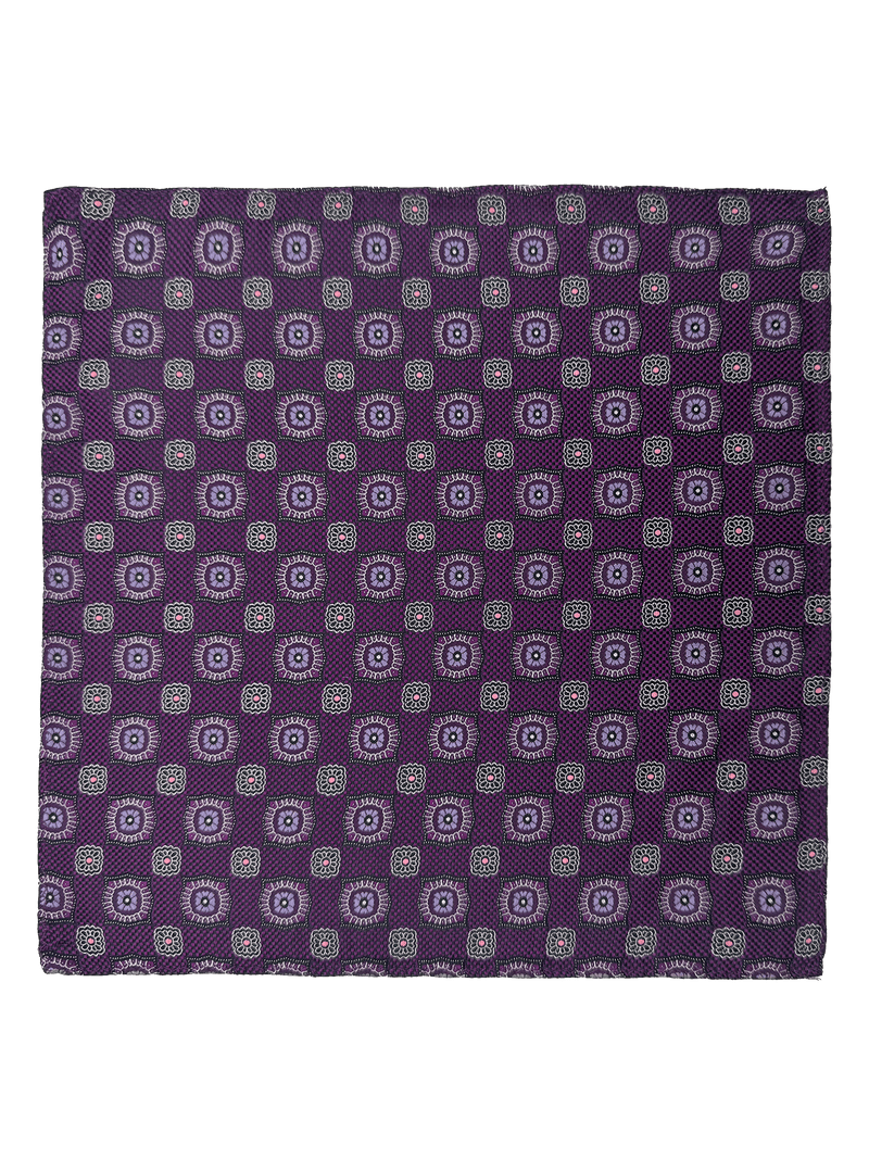 Purple Tile Print Pocket Square