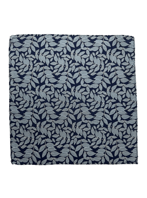 Blue Leaf Print Pocket Square