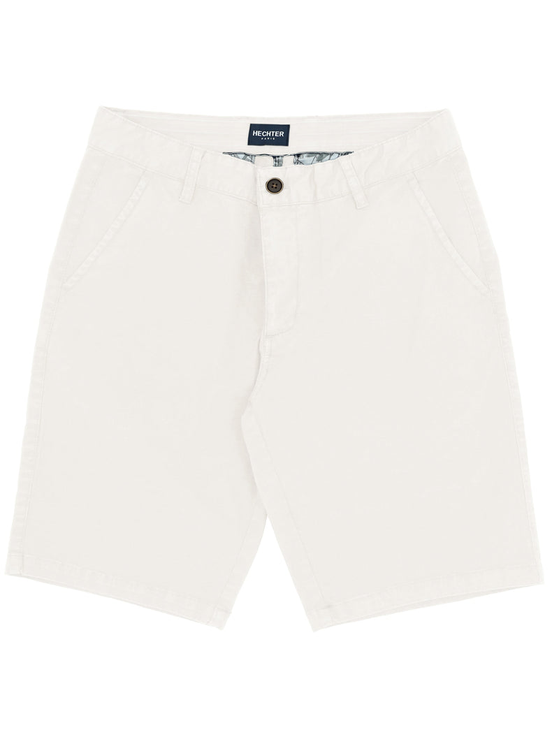 Lucas White Cotton Blend Shorts