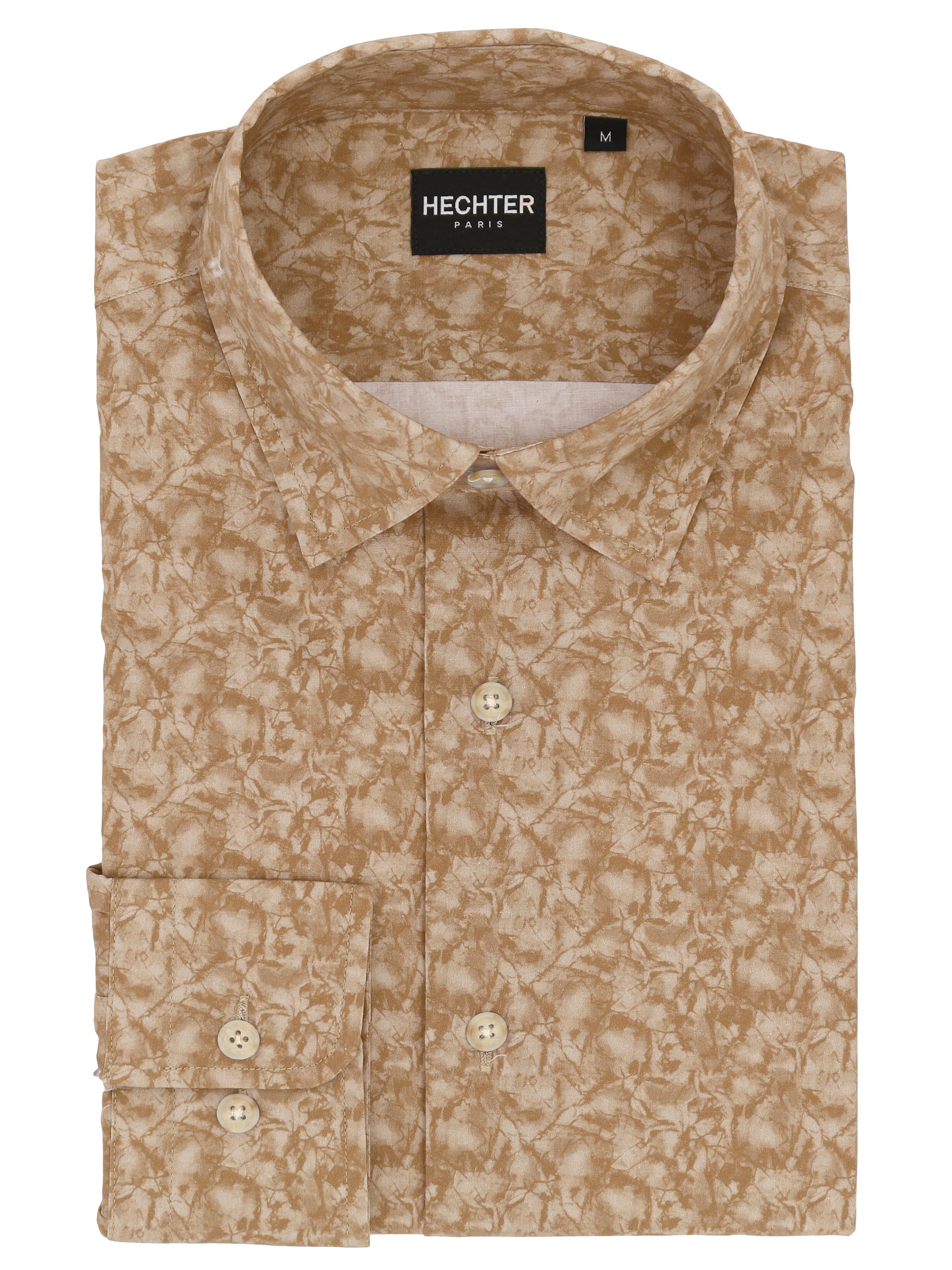 Liberty Casual Brown Leaf Print Shirt