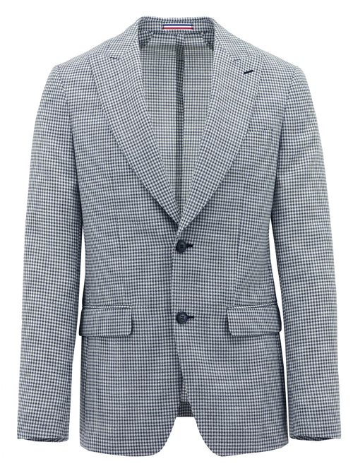 Cannes Navy Microchecked Wool Blend Sports Jacket