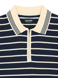 Navy Stripe Knit Polo