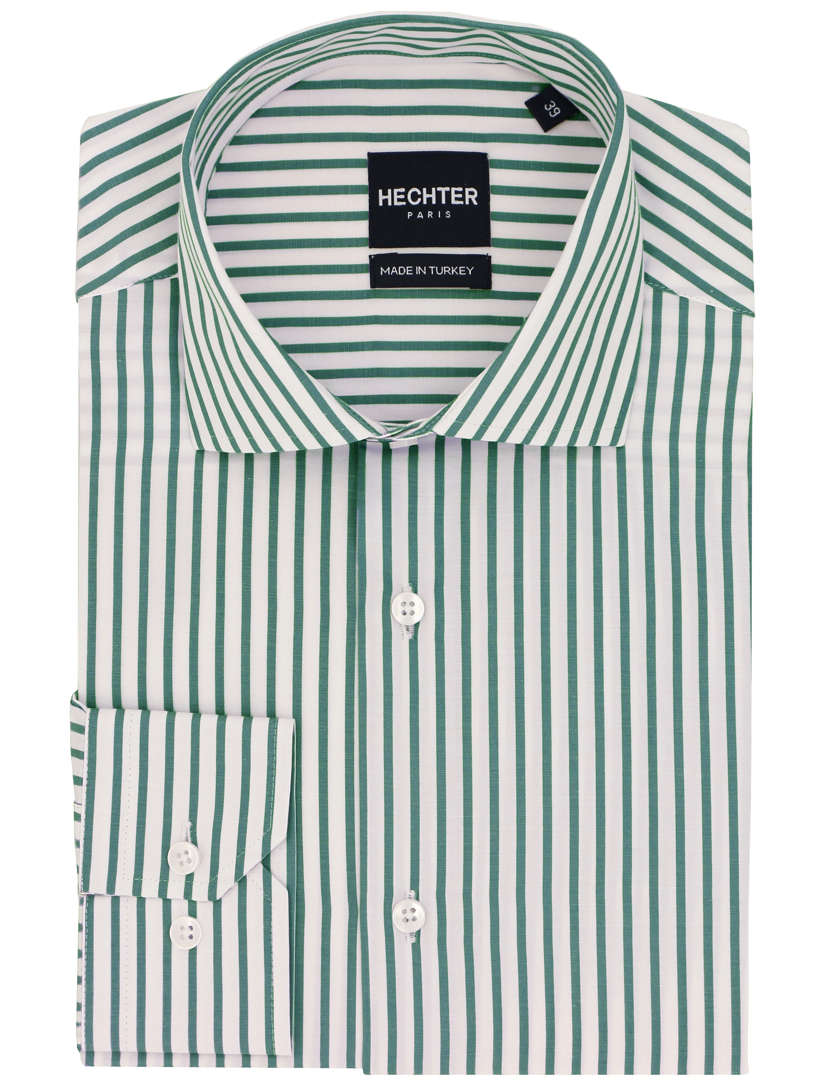 Jacque Business Green Striped Shirt