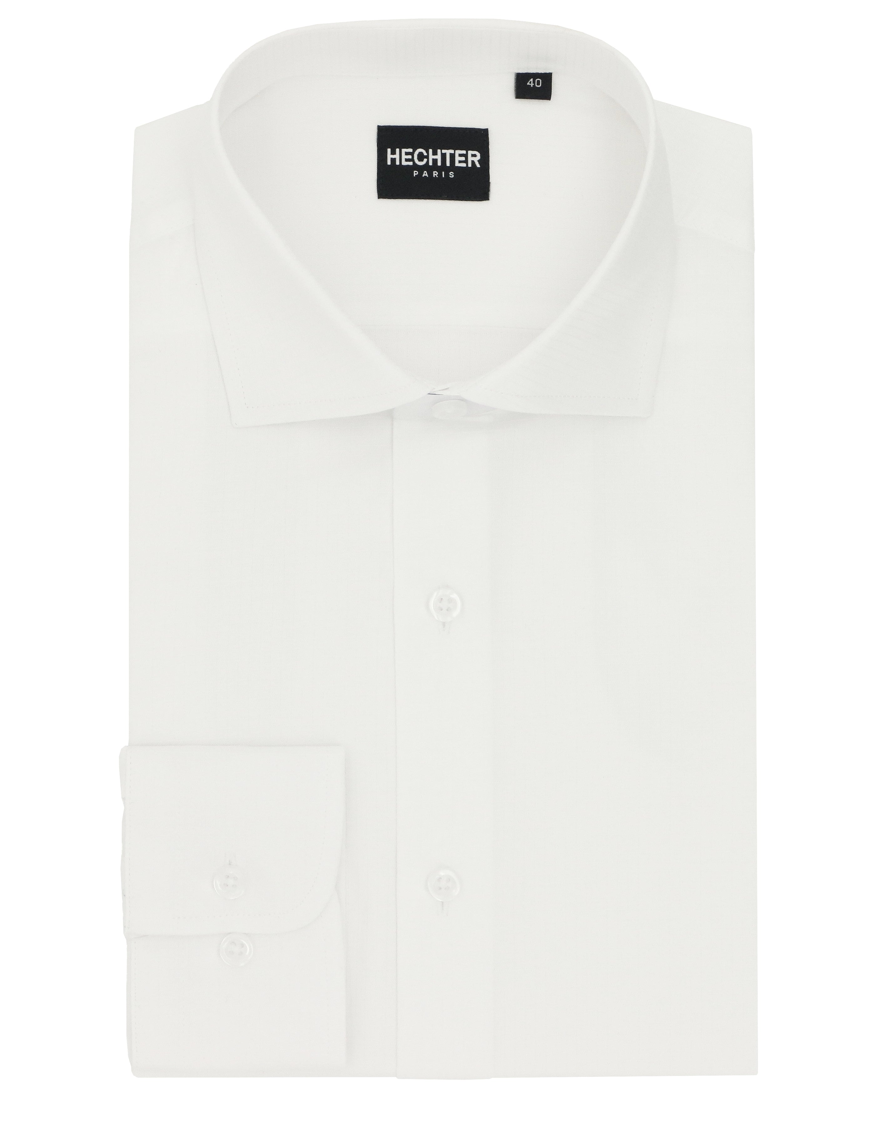 Jacque White Microcheck Cotton Business Shirt