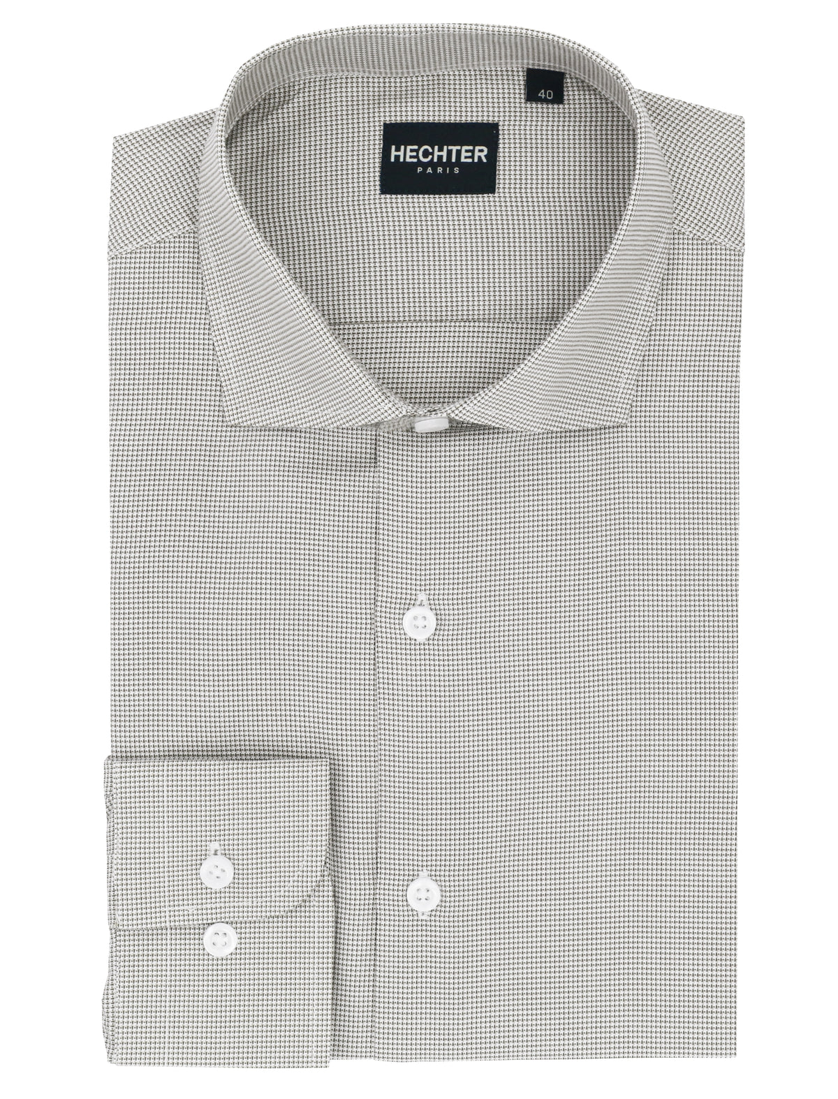 Jacque Grey Microcheck Cotton Business Shirt