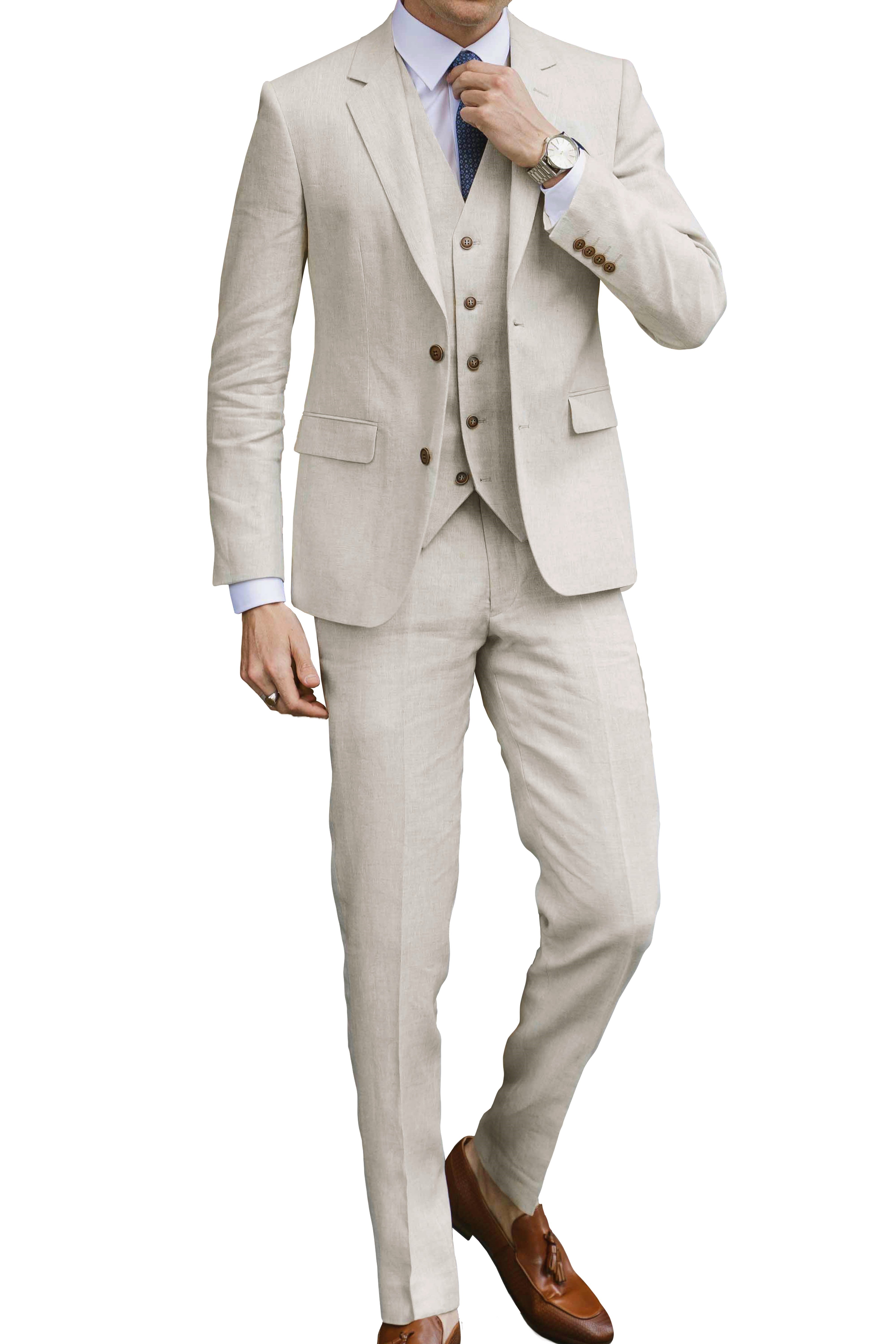 Edward 339 Stone Linen Trouser