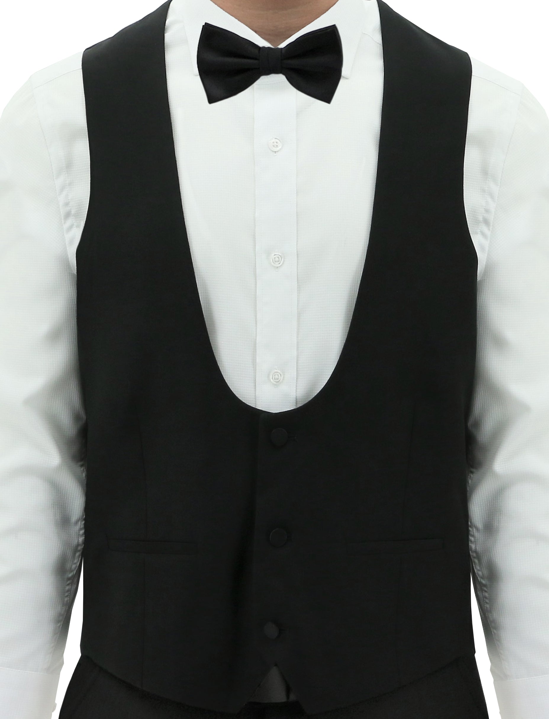 Samuel 106 Black Wool Scoop Waistcoat