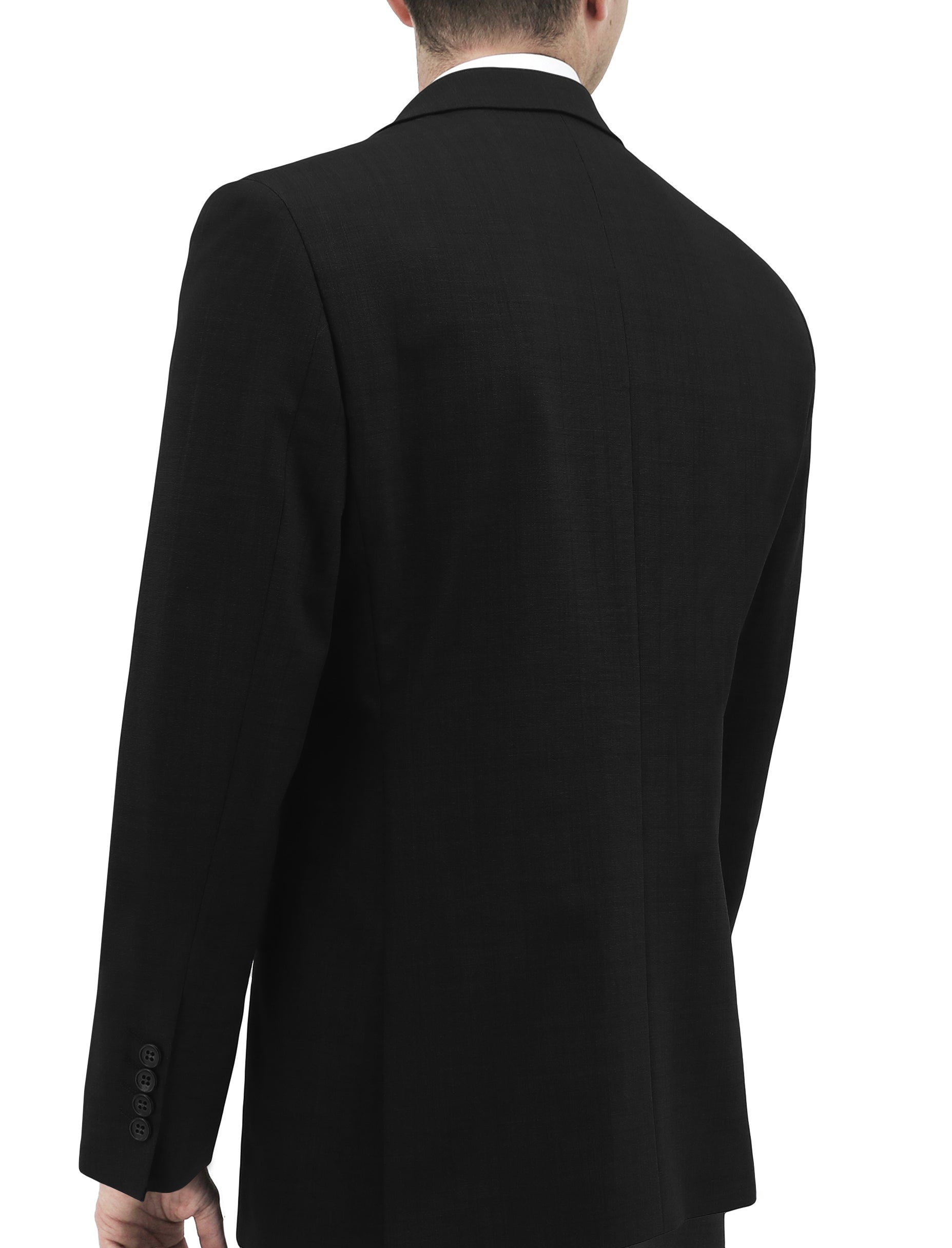 Lazio 111 Black Wool Blend Suit Jacket with Stretch
