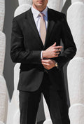 Lazio 111 Black Wool Blend Suit Jacket with Stretch
