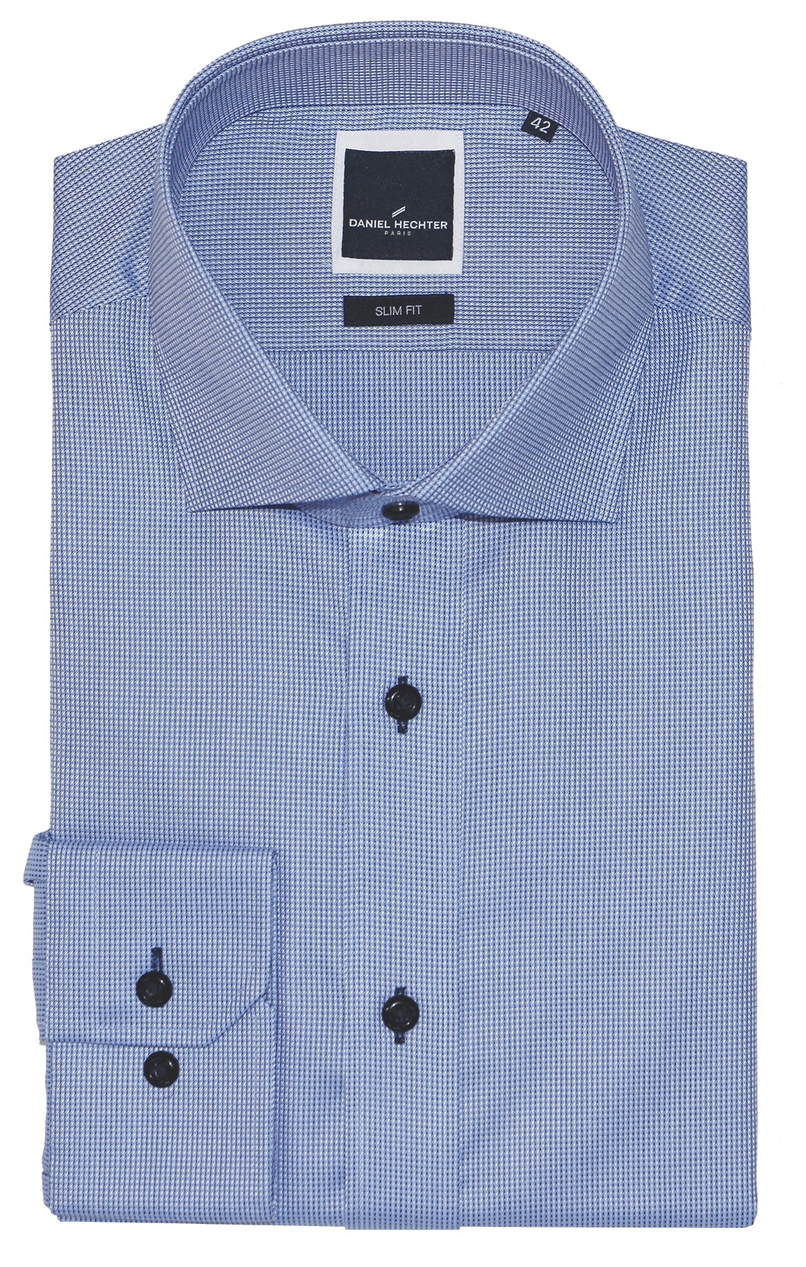 Jacque Business 301 Blue Textured Cotton Shirt
