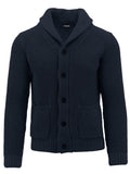 Navy Ribbed Knit Cardigan