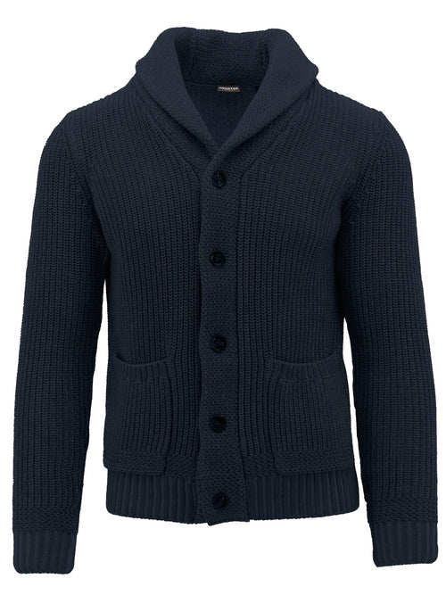 Navy Ribbed Knit Cardigan
