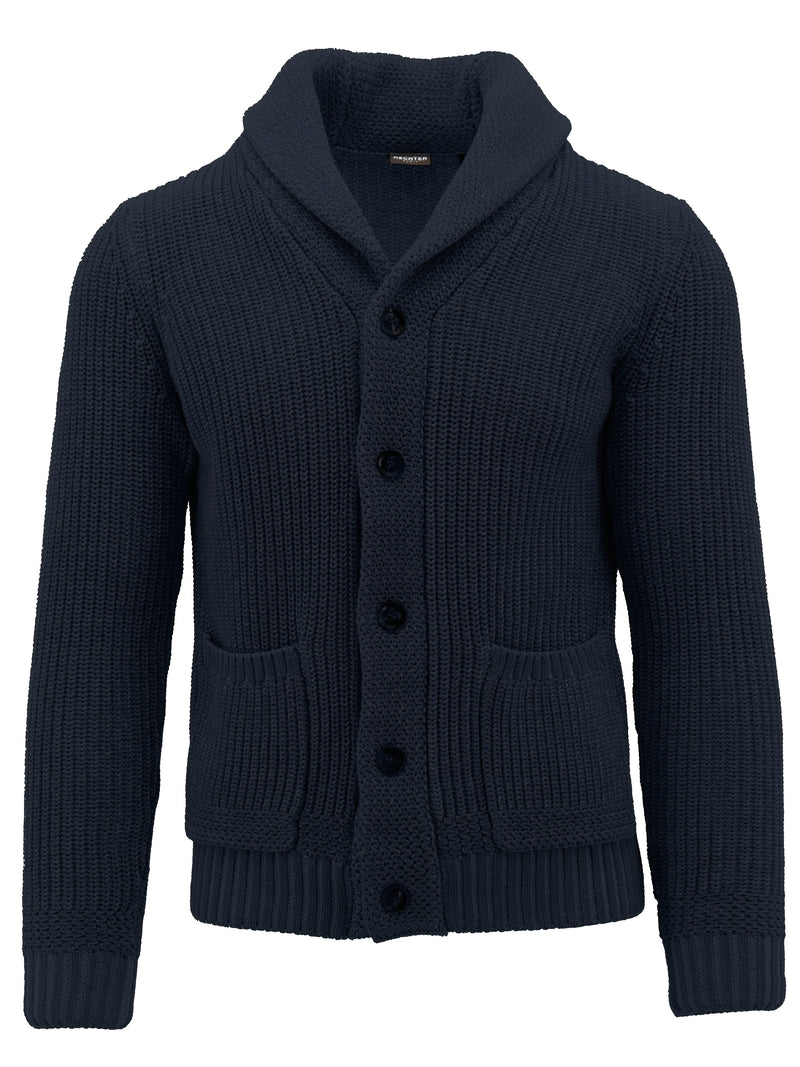 Navy Ribbed Knit Cardigan