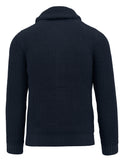 Navy Ribbed Knit Cardigan