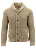Beige Ribbed Knit Cardigan
