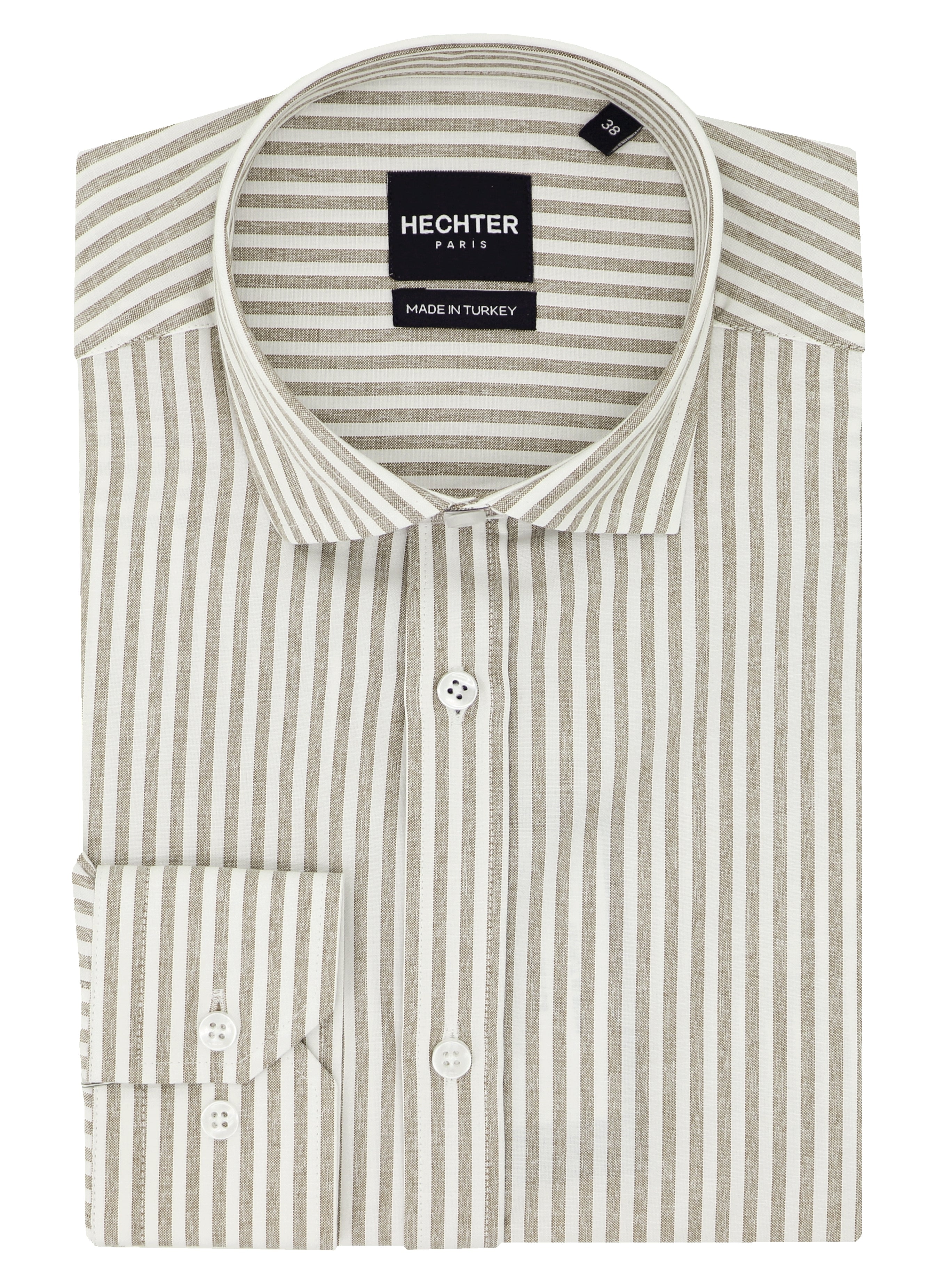 Jacque Business Brown Striped Shirt