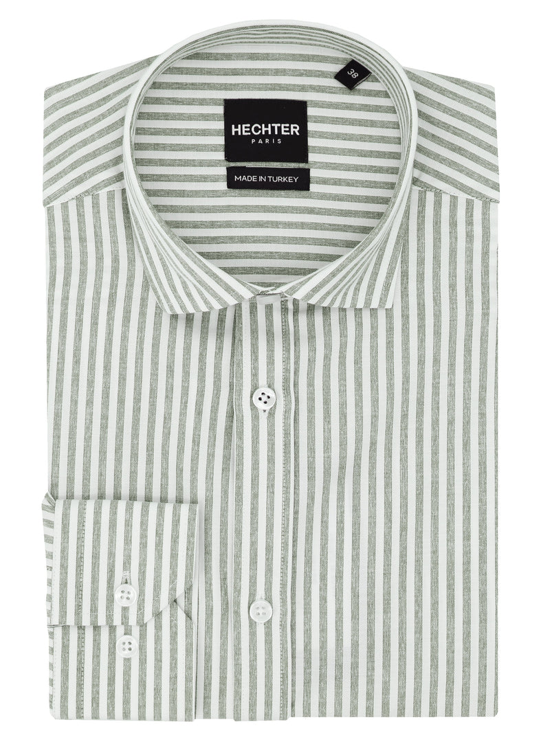 Jacque Business Olive Striped Shirt