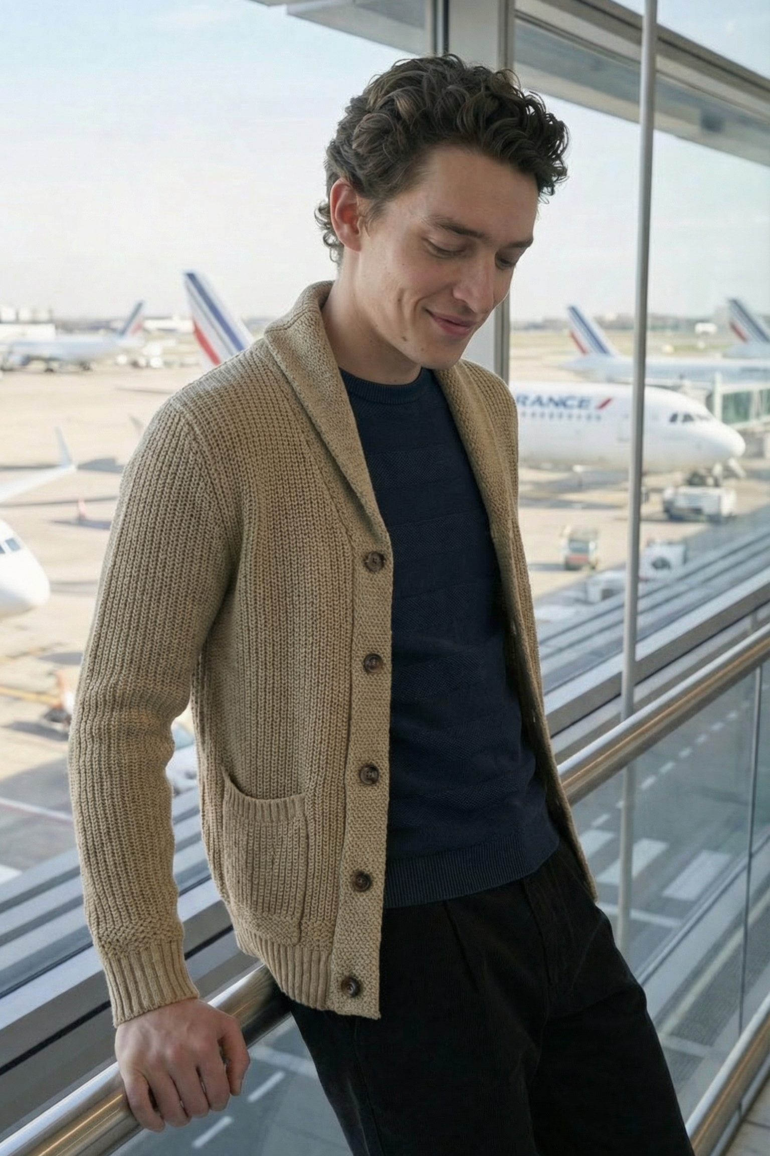 Samy Beige Knit Cardigan