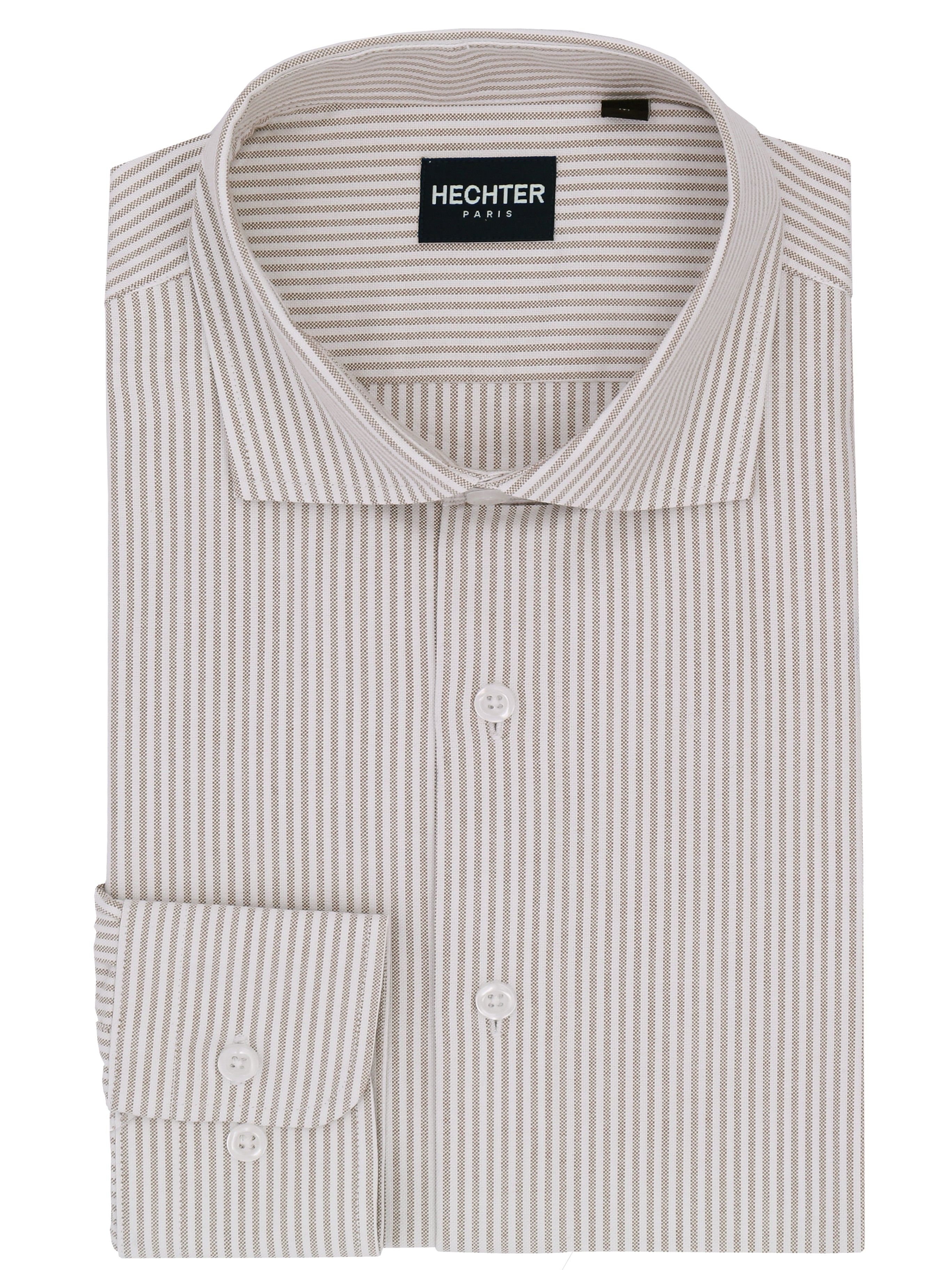 Jacque Business Brown Striped Cotton Shirt